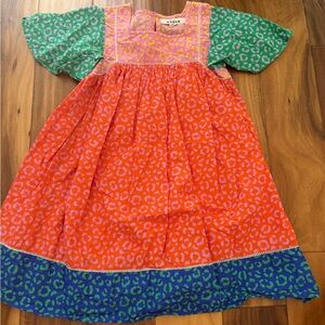 Mini Boden Colorblock Animal Print Dress